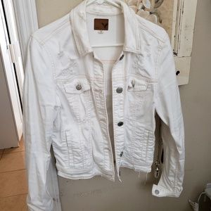 Almost new white Distressed denim white jacket